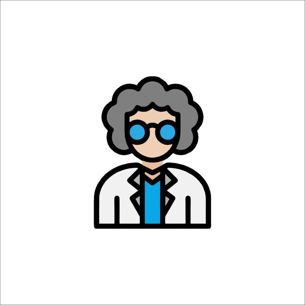 A man in a lab coat and glasses icon vector