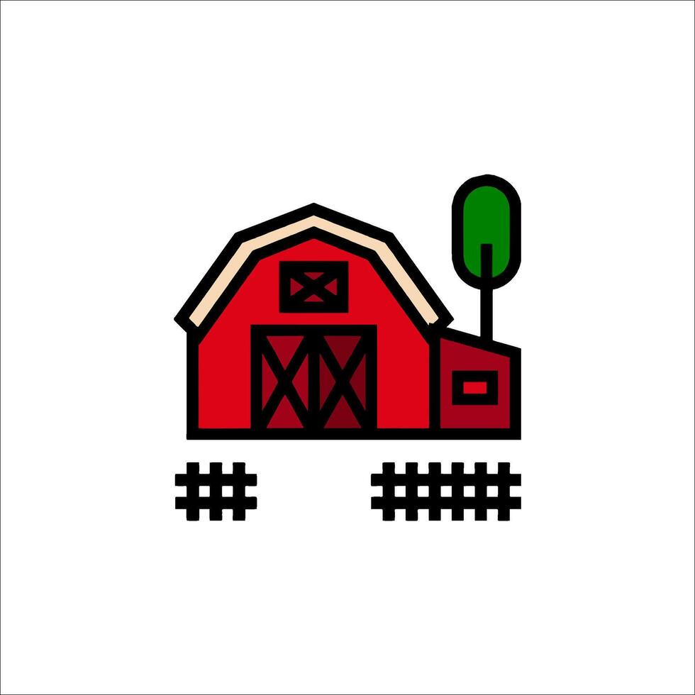 A red barn with a green tree on it vector