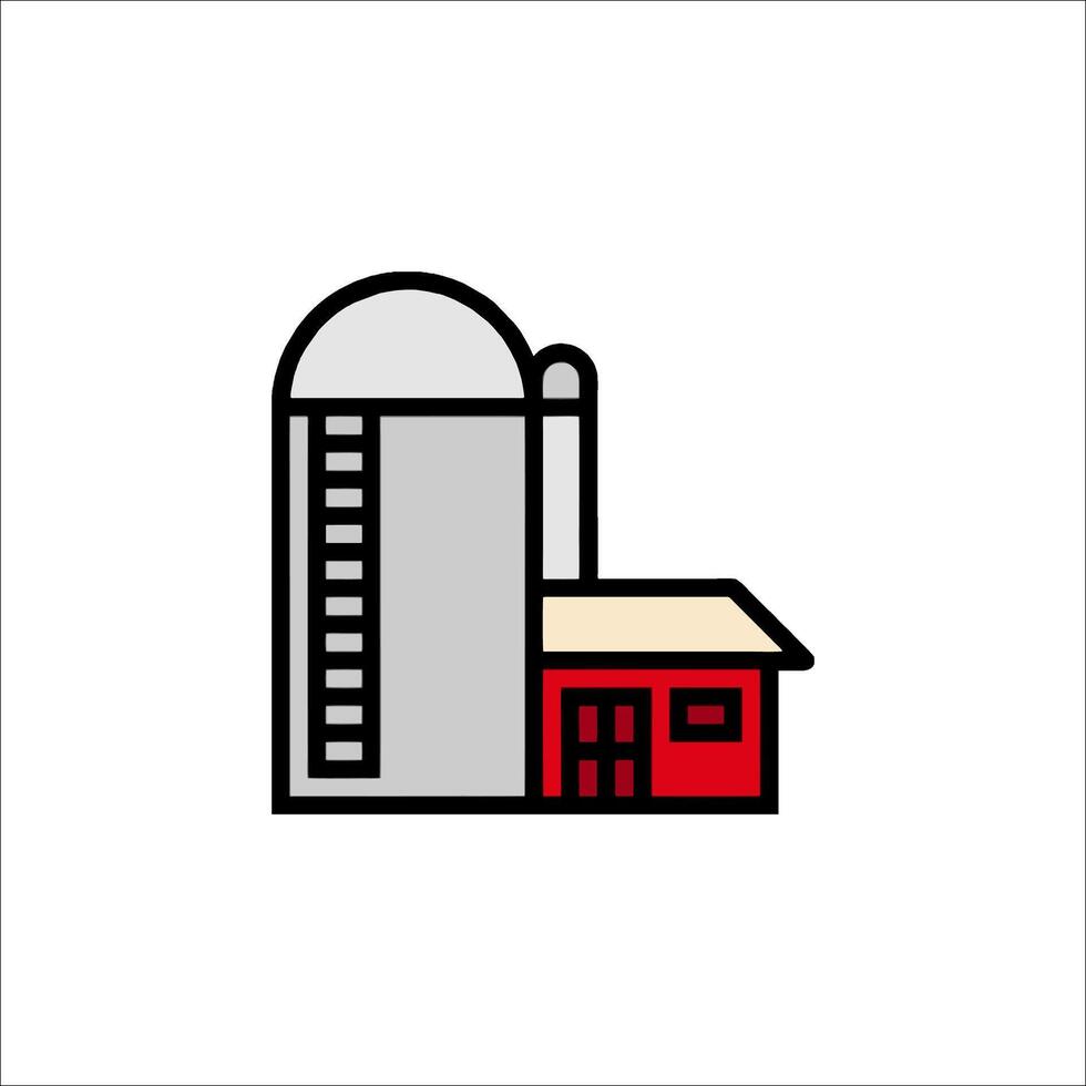 A farmhouse with a silo and a silo vector