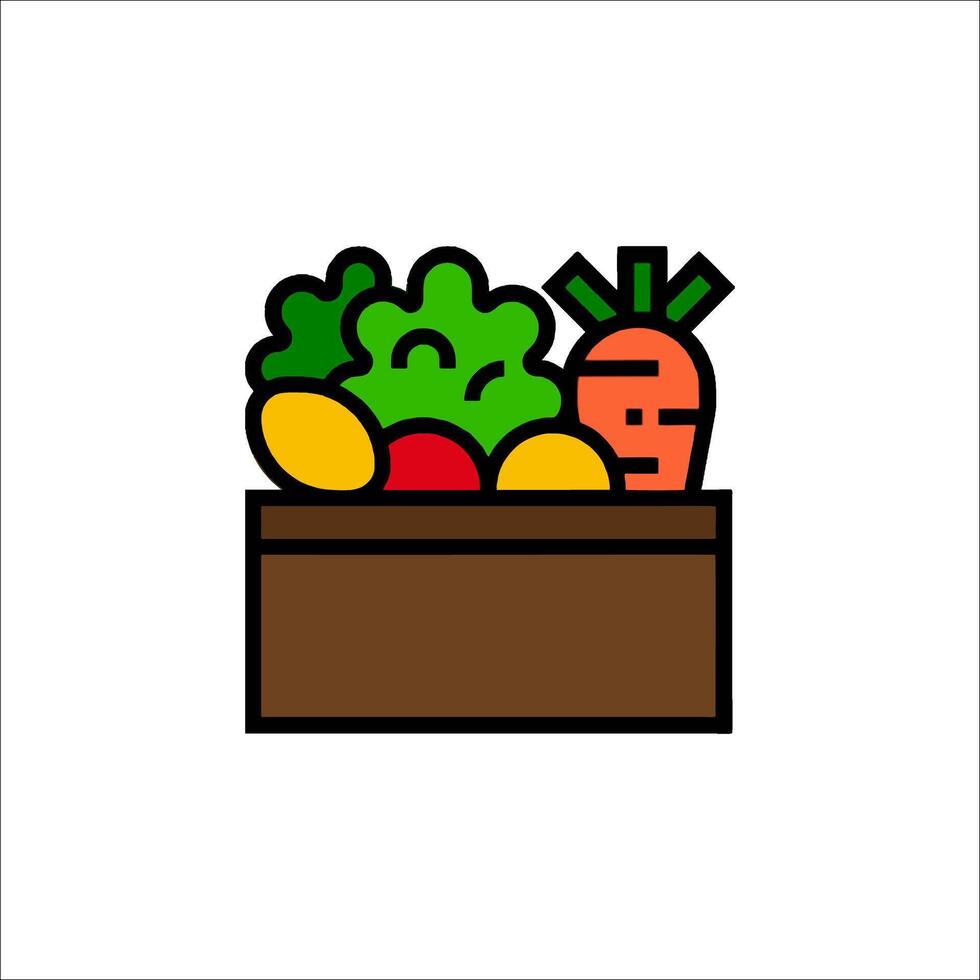 A box with vegetables and fruit on it vector