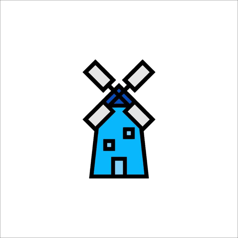 A blue and white windmill icon vector