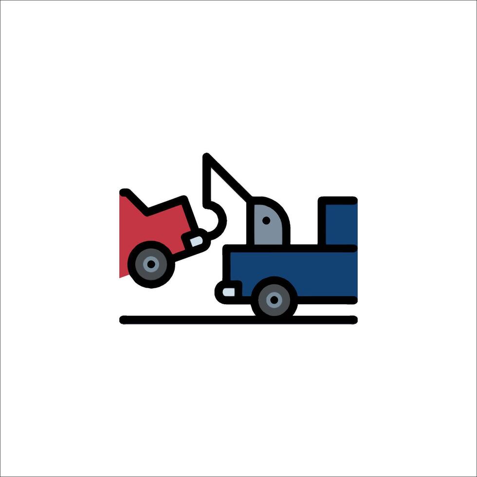 A tow truck is being pulled by a car vector