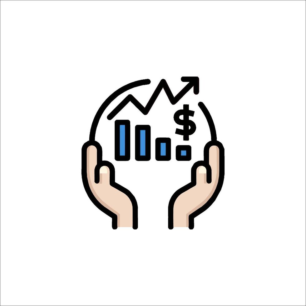 Hands holding a graph and dollar sign icon vector