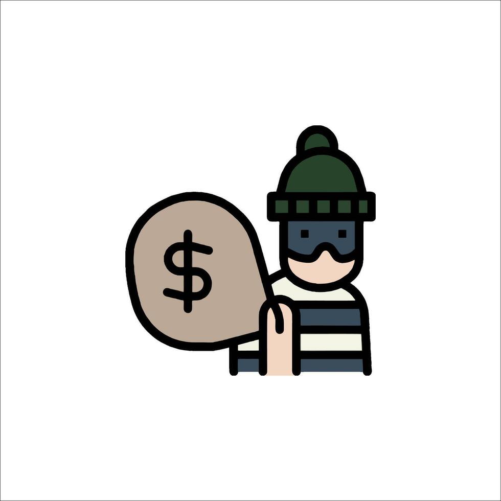 A man in a hat and green jacket holding a bag with a dollar sign vector