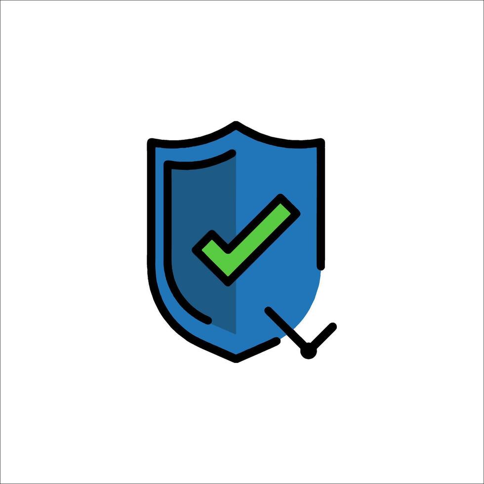 A blue shield with a tick mark on it vector