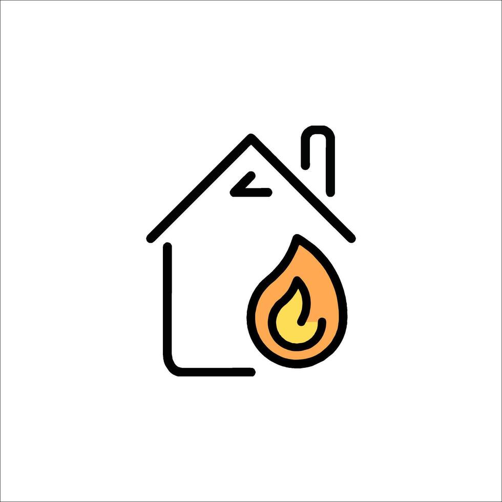 Fire in the house icon illustration vector