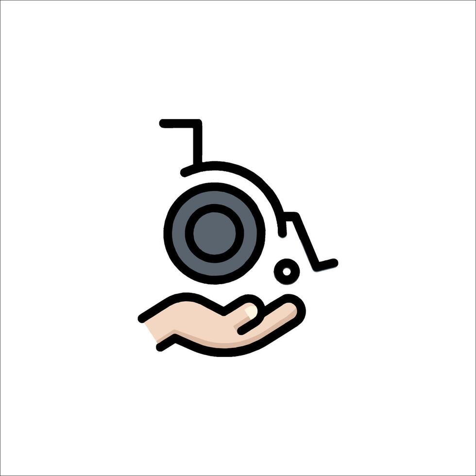 Hand holding a wheel chair icon vector