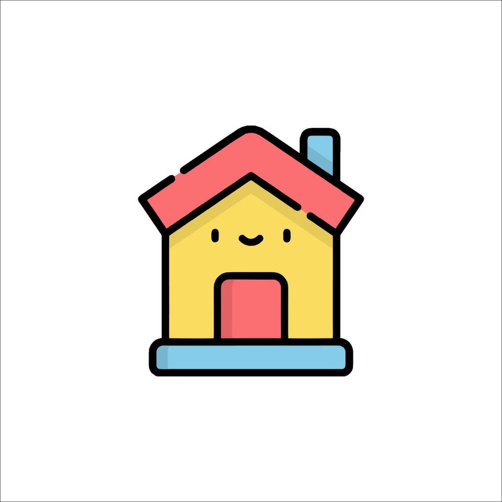 A cartoon house with a smiley face vector
