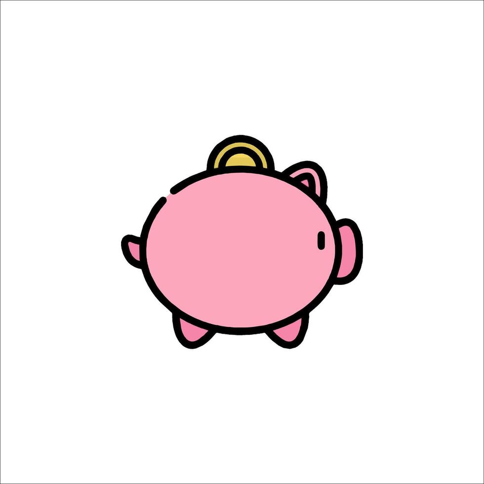 A pink piggy bank with a gold coin on top vector
