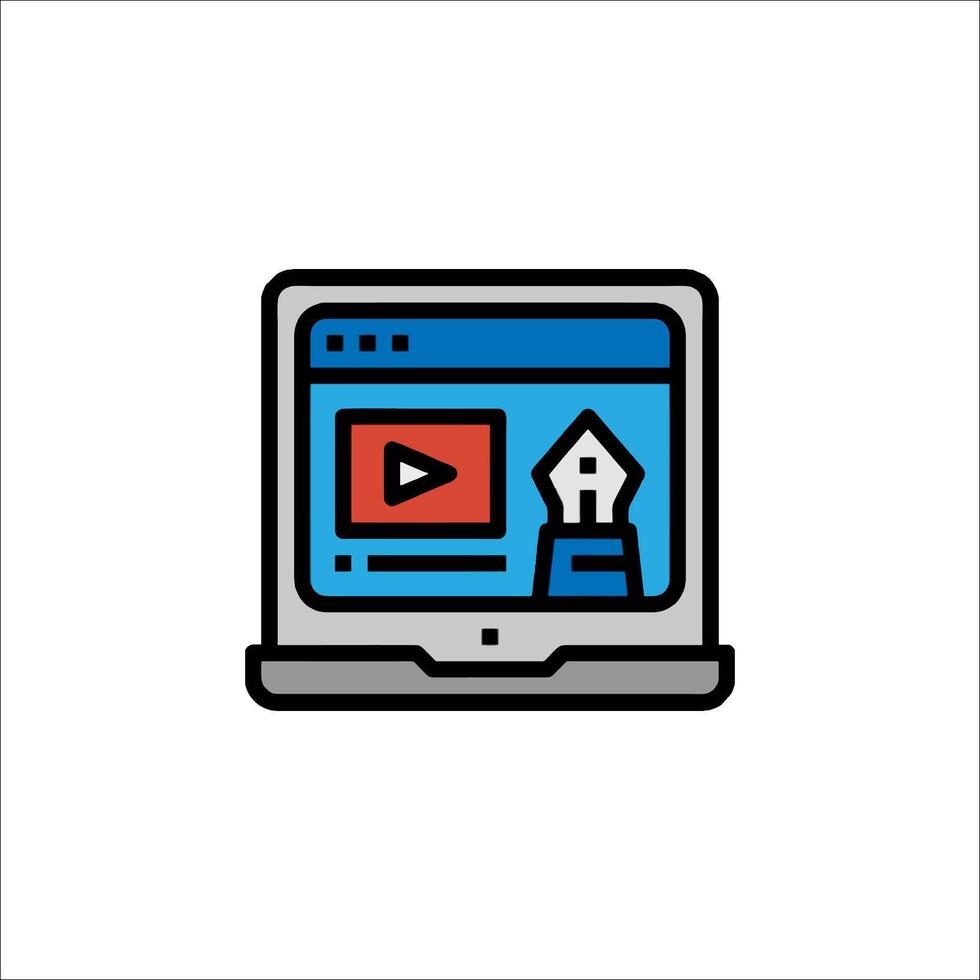 A laptop with a playing on it vector