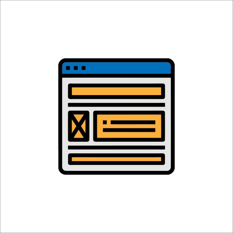 A web page icon with a blue and orange border vector