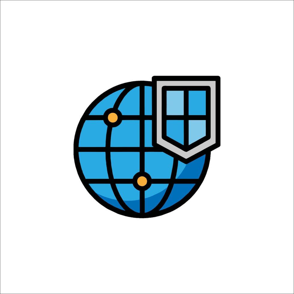 A globe with a shield on it vector