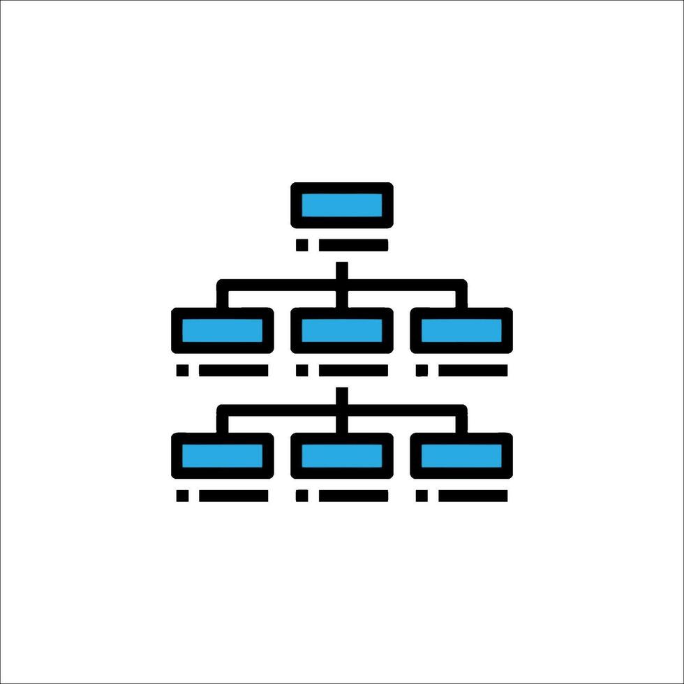 A blue and black organizational chart icon vector