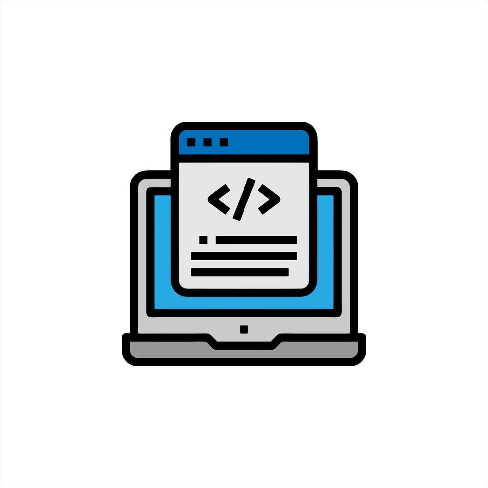 un computadora pantalla con un código símbolo en eso vector