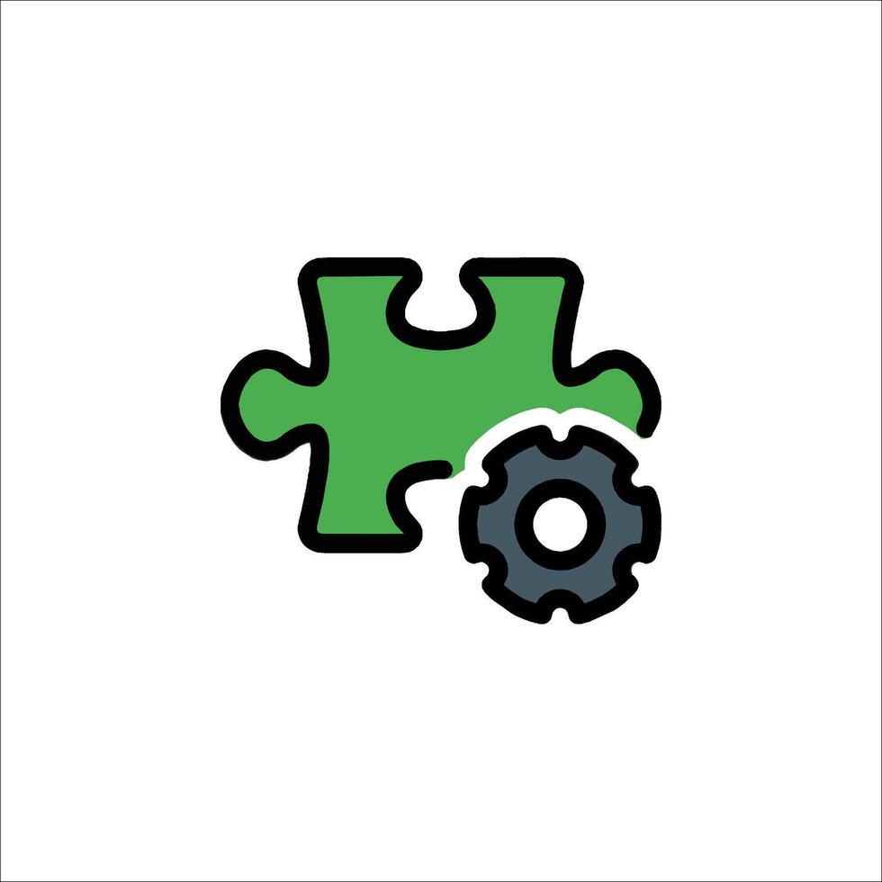 A green puzzle piece with a gear on it vector