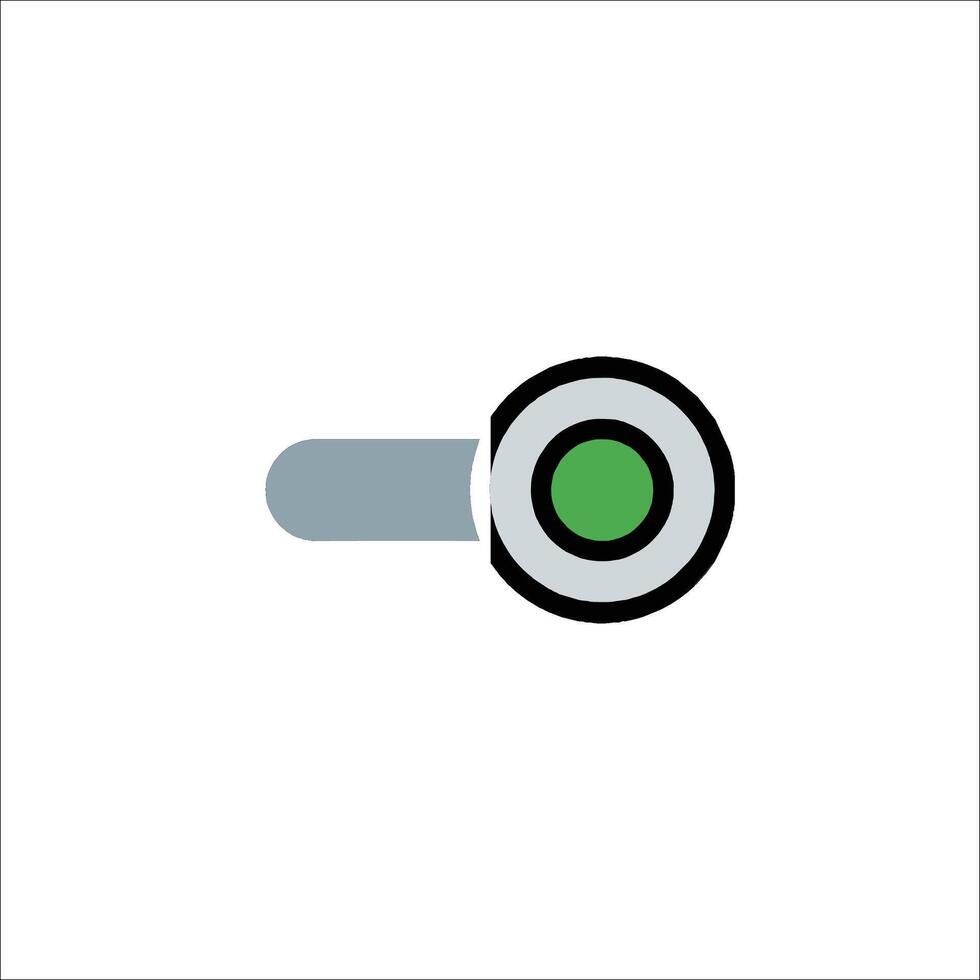 A green and white icon of a button vector