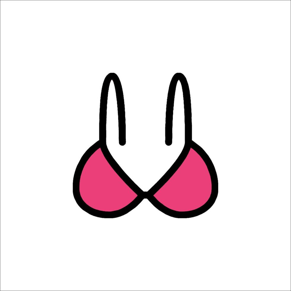 A pink bra with a black outline vector