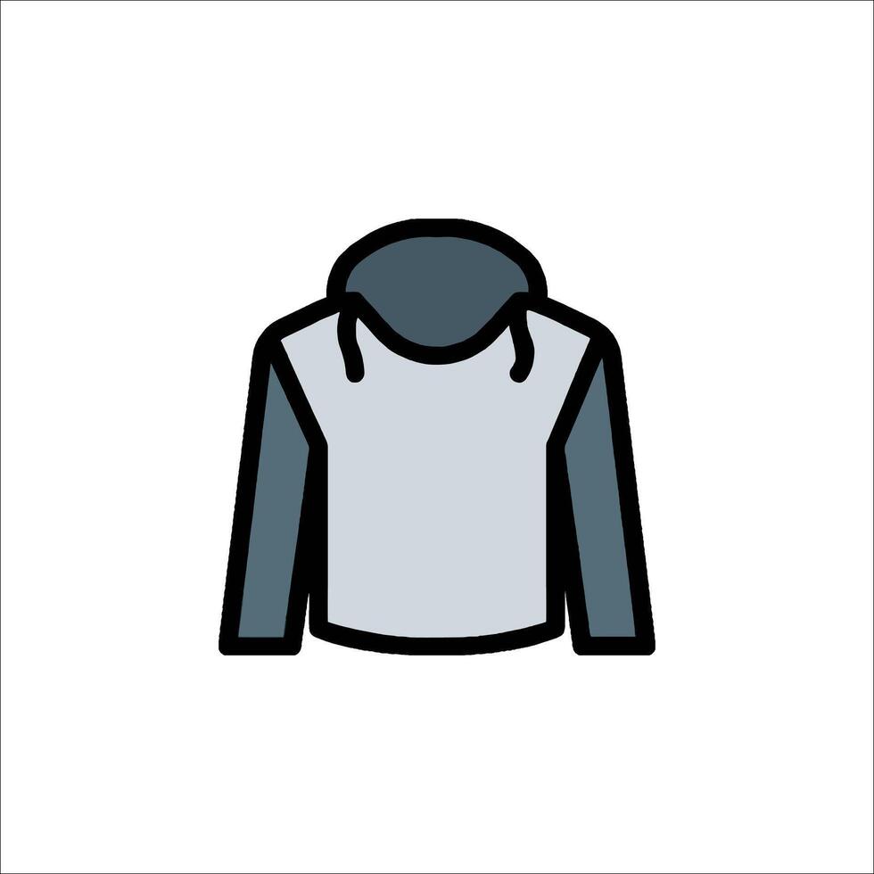 A hoodie is shown in a flat design vector