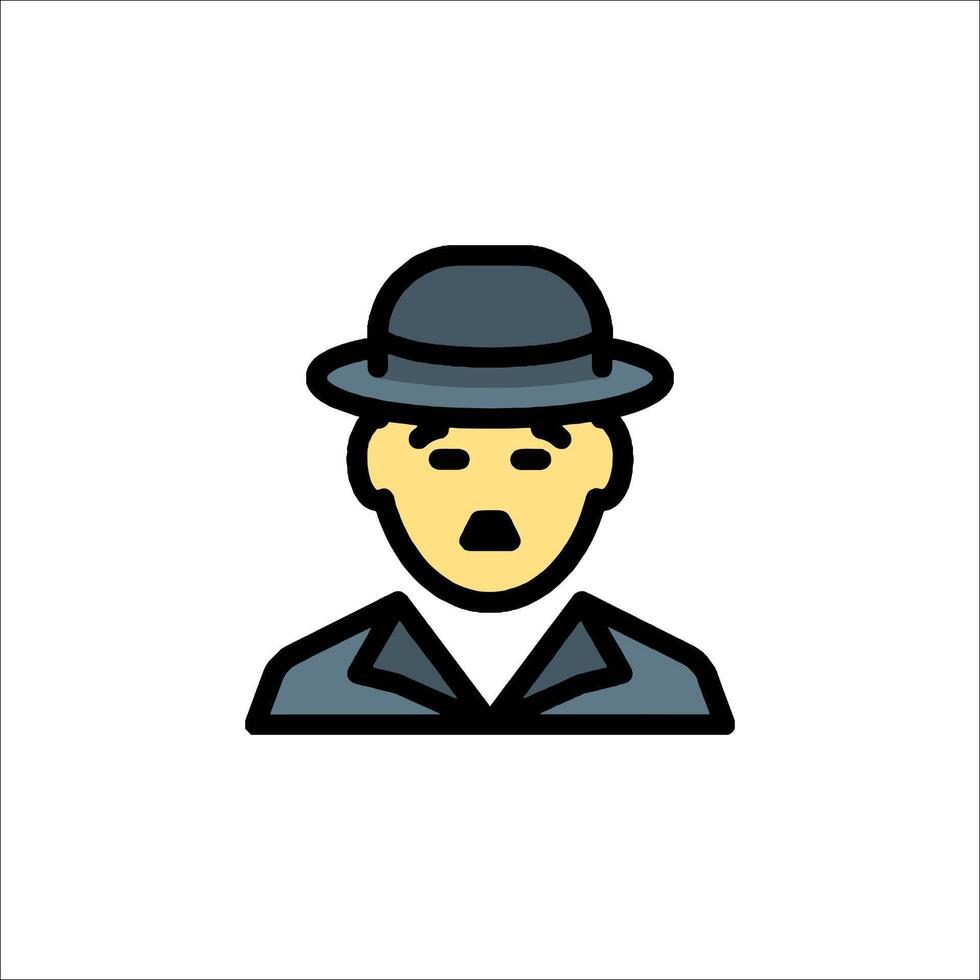 A man in a hat and suit is shown in a flat style vector