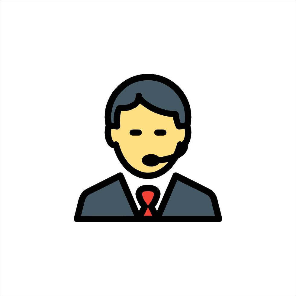 A man in a suit and tie with a headset icon vector