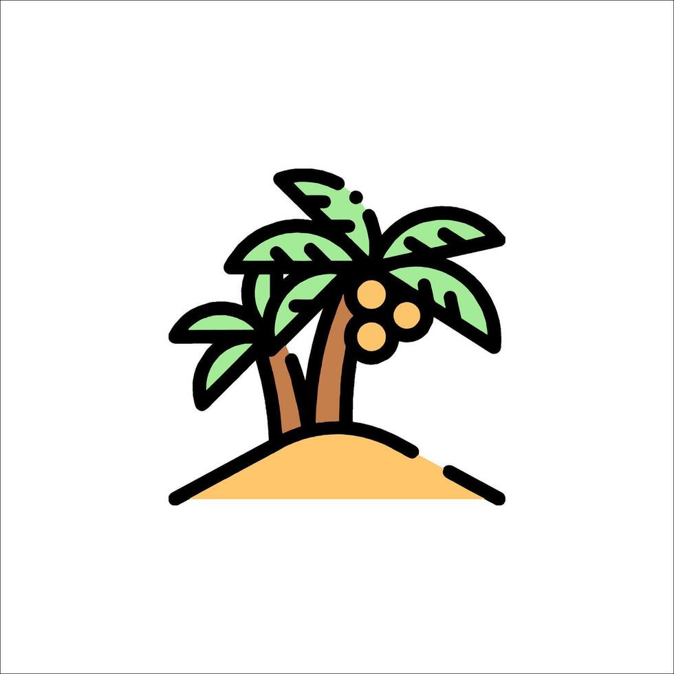 Tropical island palm tree icon illustration vector