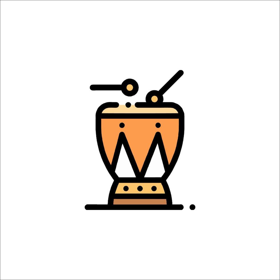 A drum icon with a stick and a stick vector