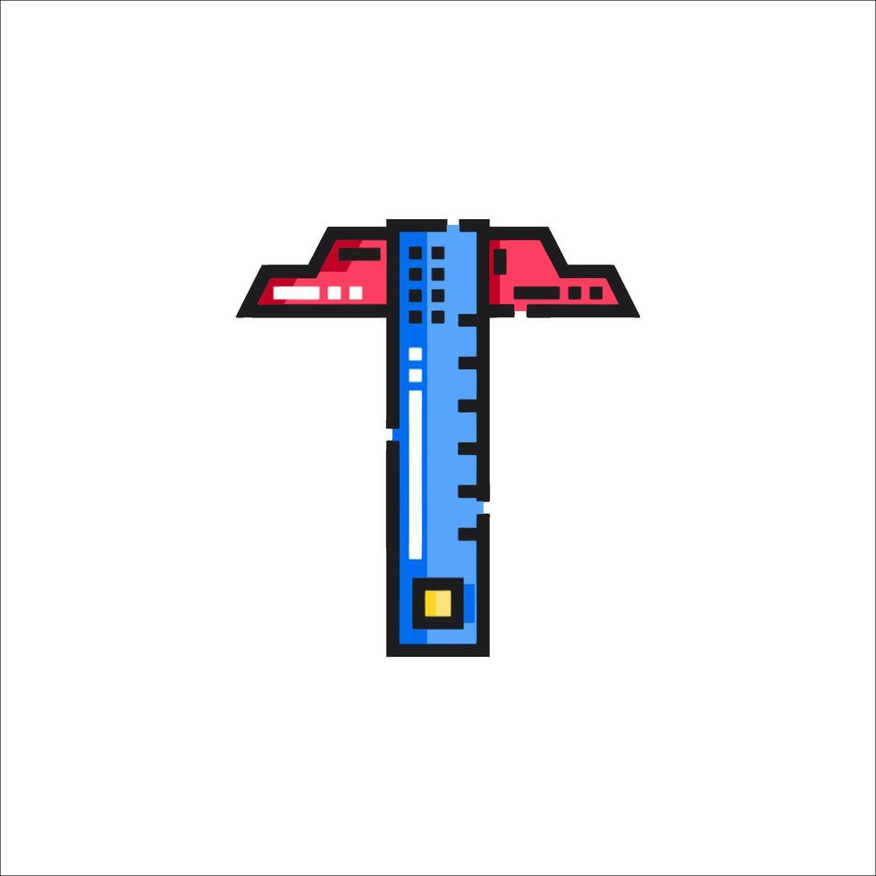 A pixel art hammer with a red and blue color scheme vector