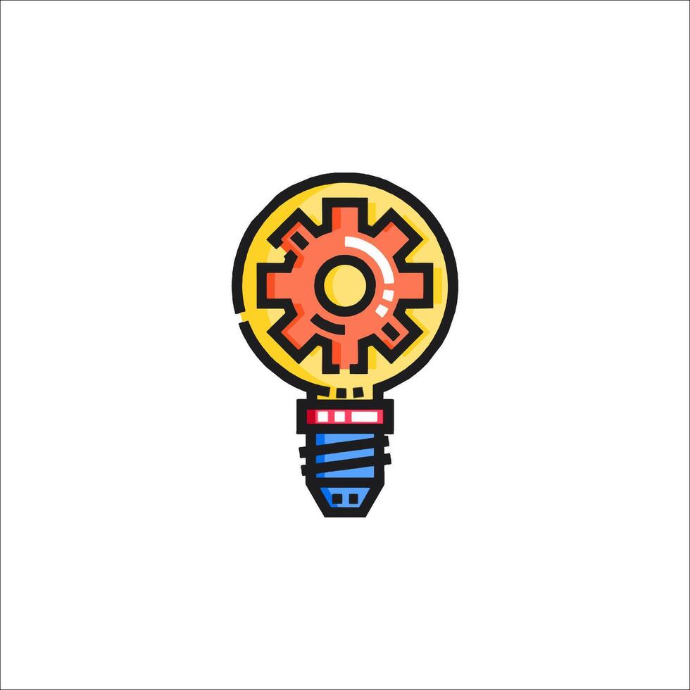 A light bulb with gears inside it vector