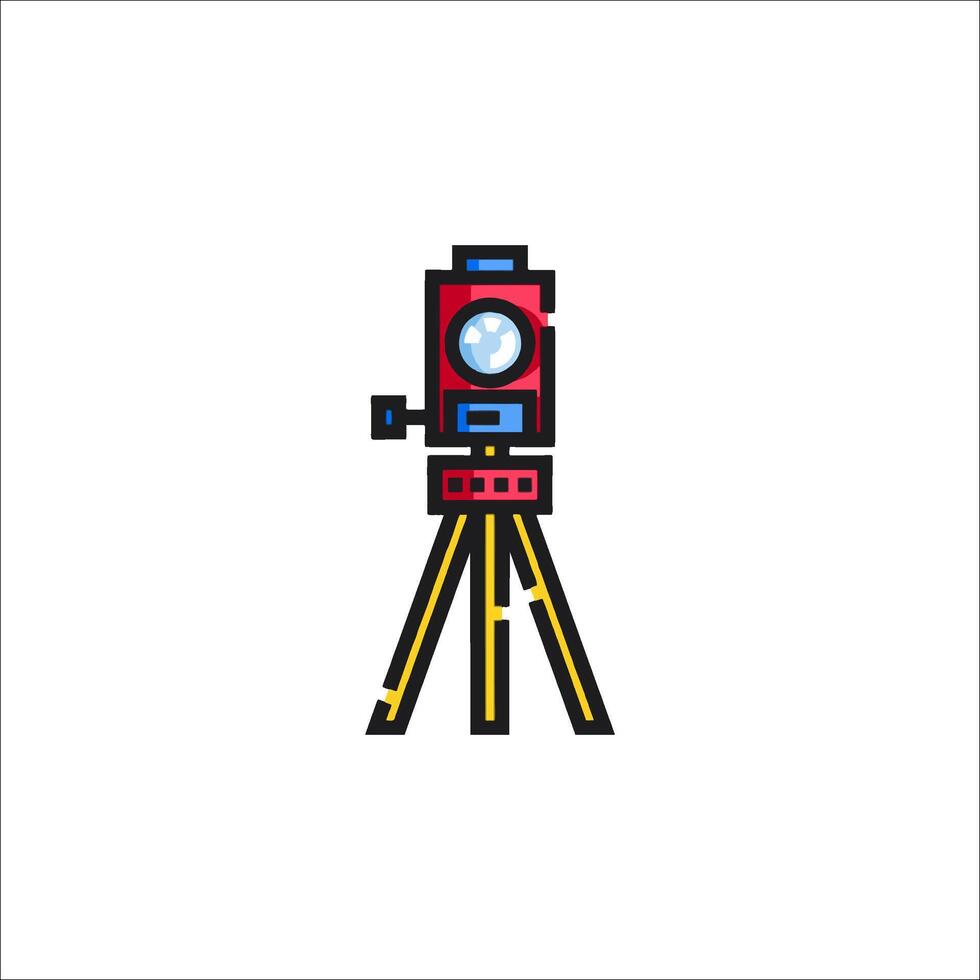 A red and blue camera on a tripod vector