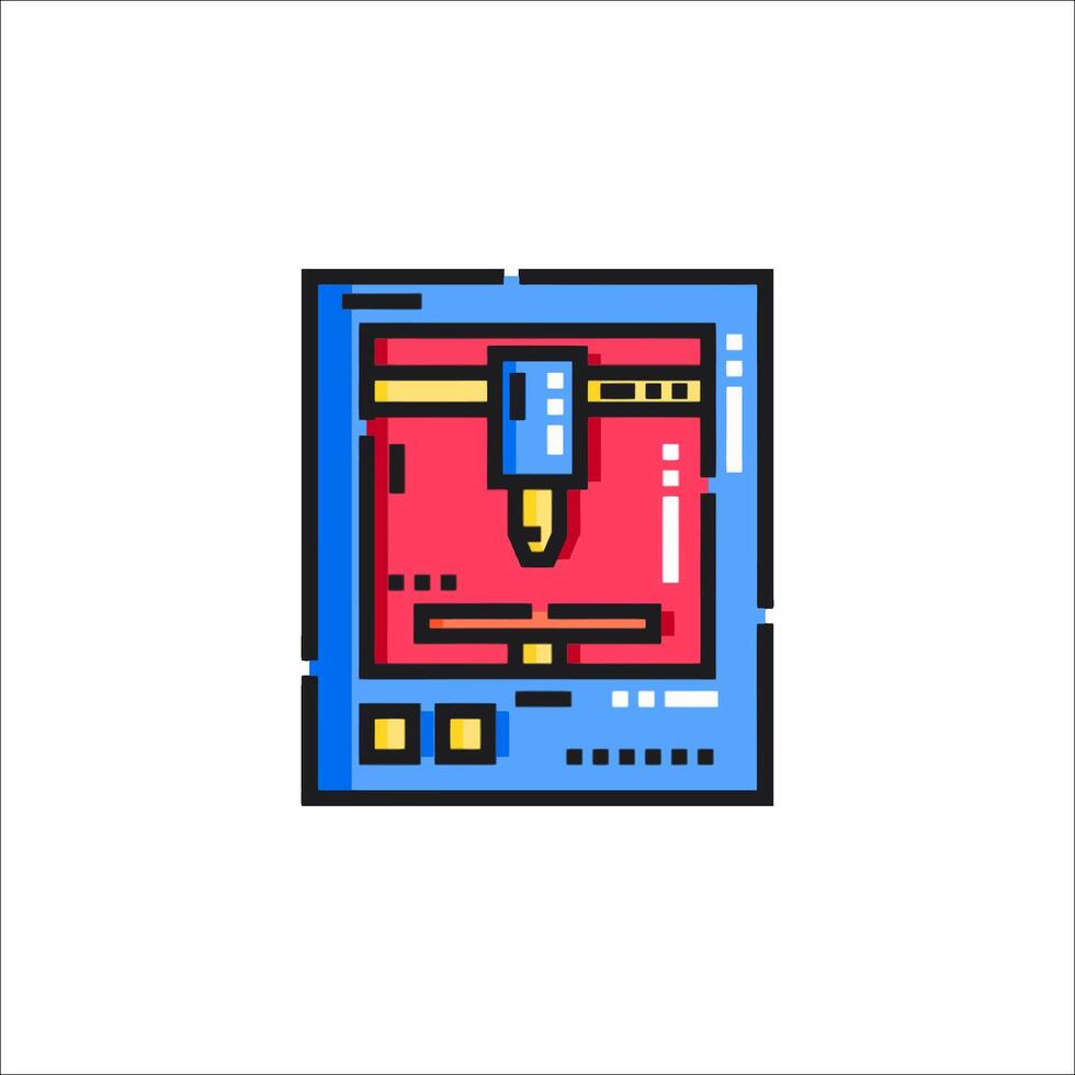 A computer screen with a computer in the middle vector