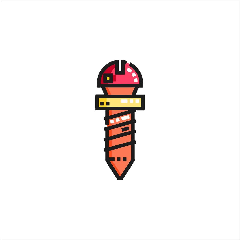 A red and orange screw with a red cap vector