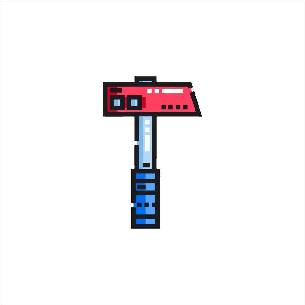 A hammer icon with a red and blue handle vector