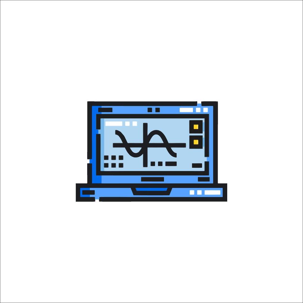 A laptop with a heartbeat icon on it vector