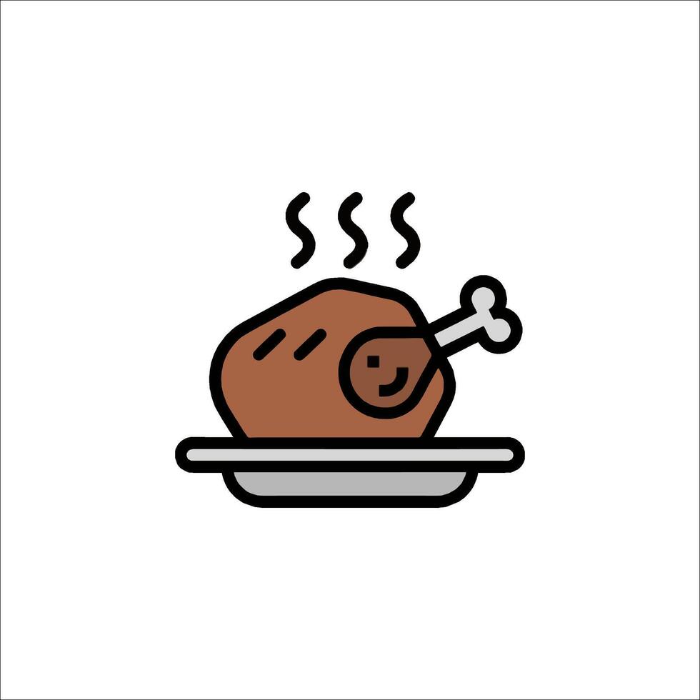 A turkey on a plate with a bone on it vector