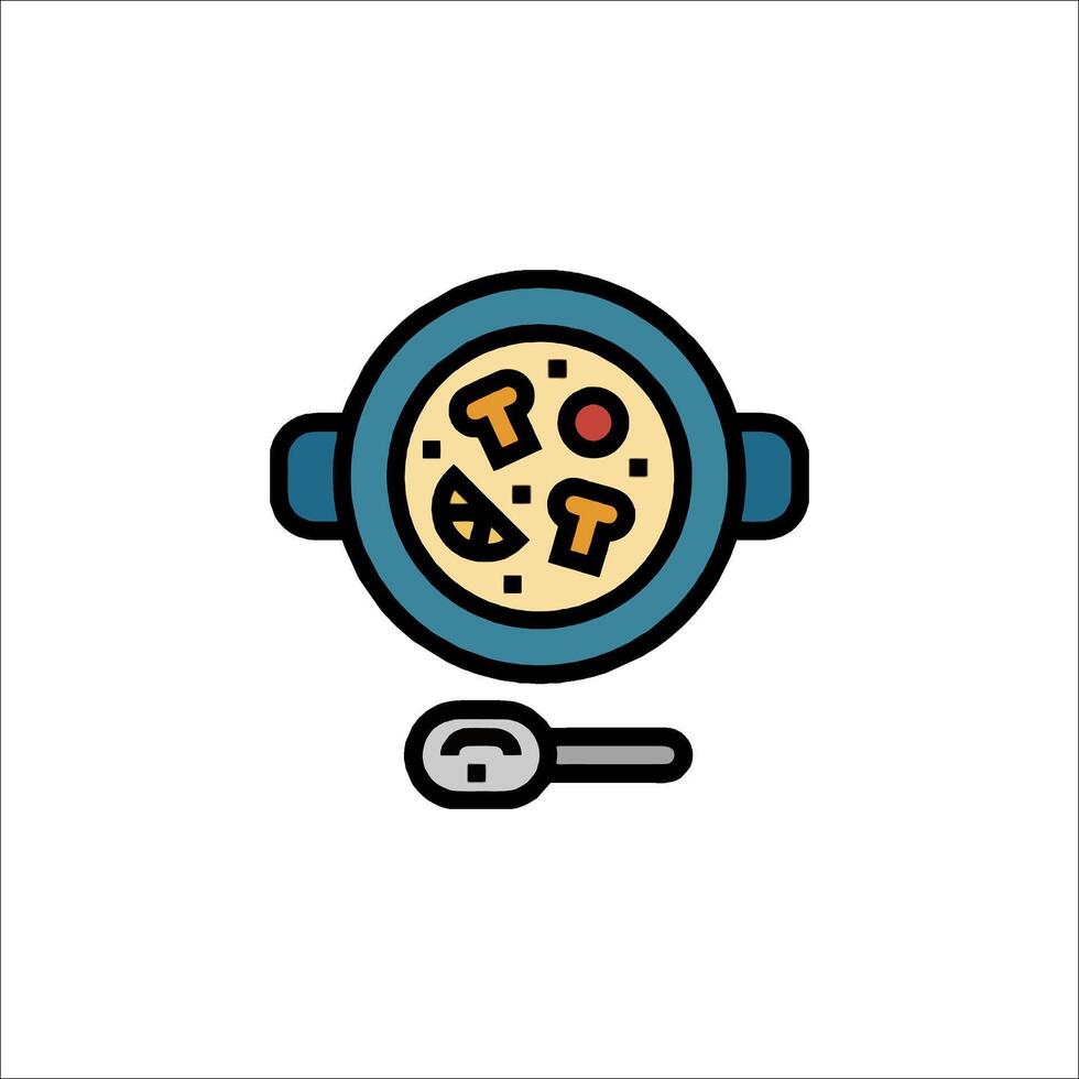 A pizza icon with a fork and spoon vector
