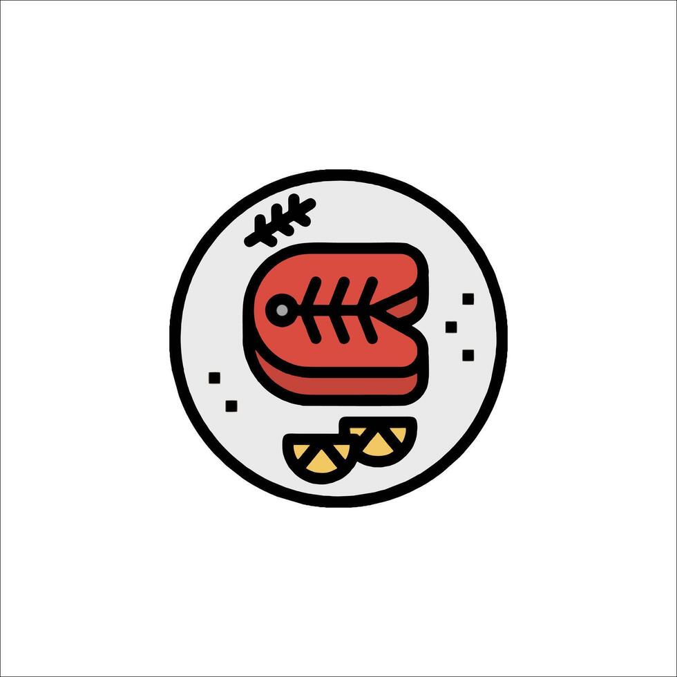 A fish and lemon icon in a circle vector