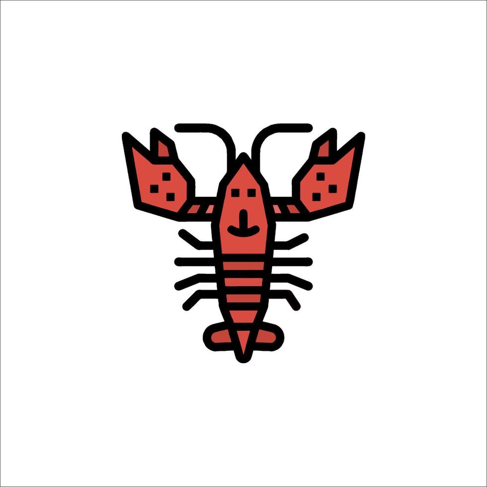 A lobster icon in a simple line style vector