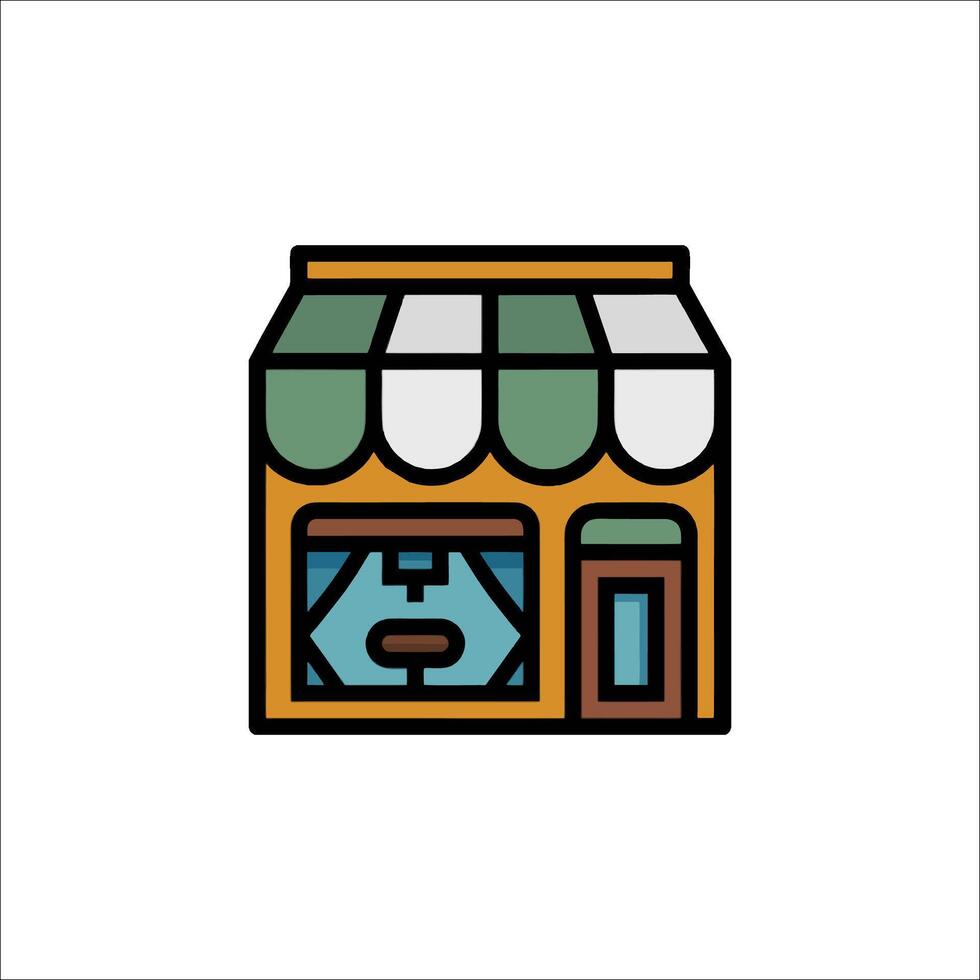 A store front with a window and a door vector