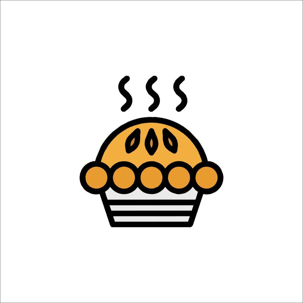 A pie icon with a hot cup of coffee vector