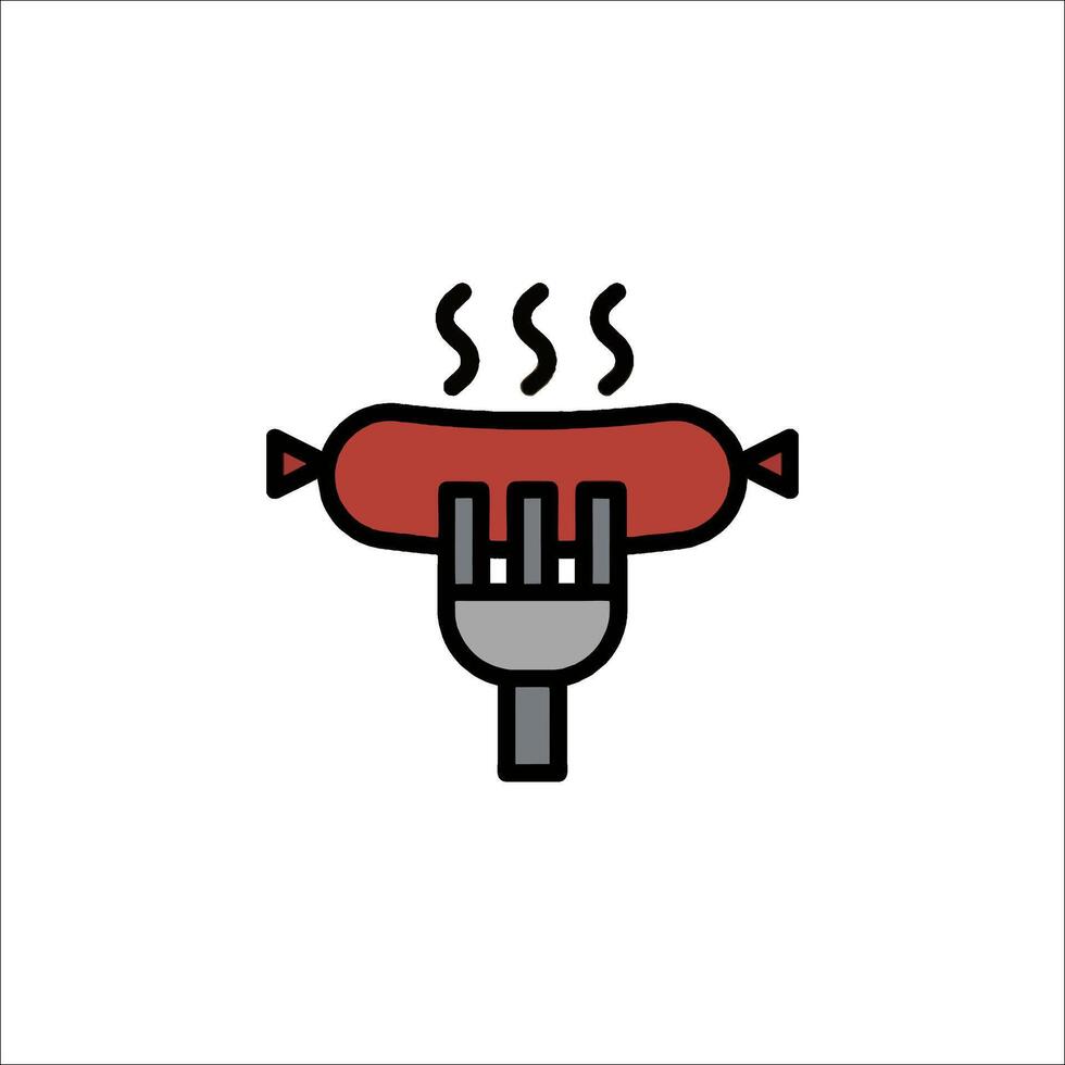 A hot dog on a fork icon vector