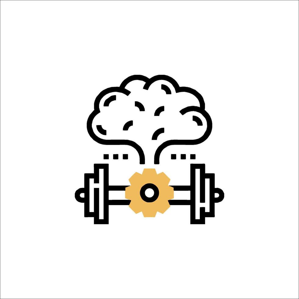 Brain and weights icon vector