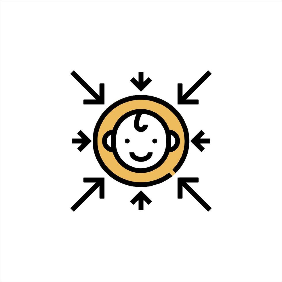 A baby is surrounded by arrows and arrows vector