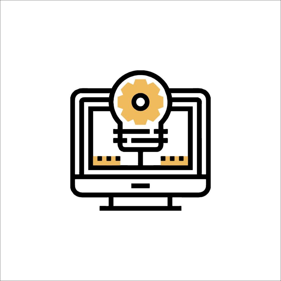 A computer monitor with a light bulb on it vector