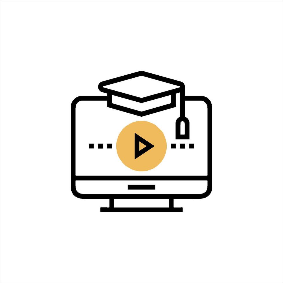 A computer with a graduation cap on it vector
