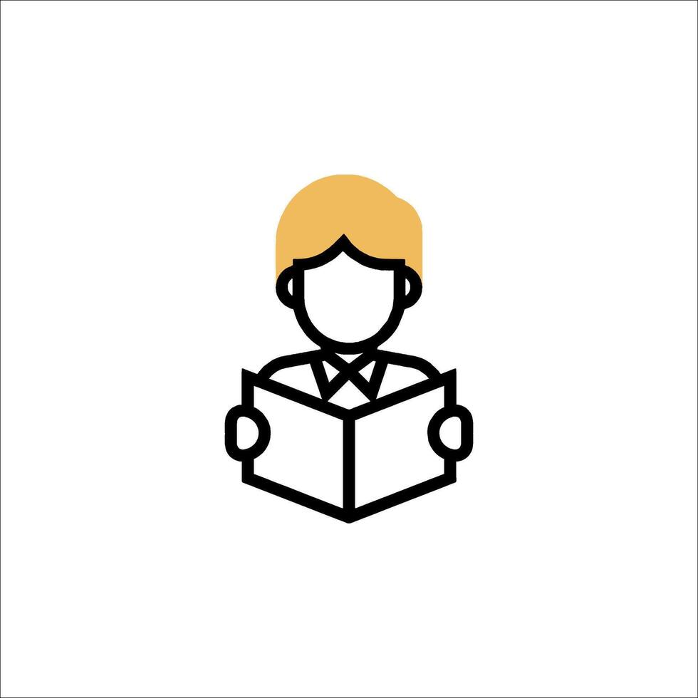 A man reading a book icon vector
