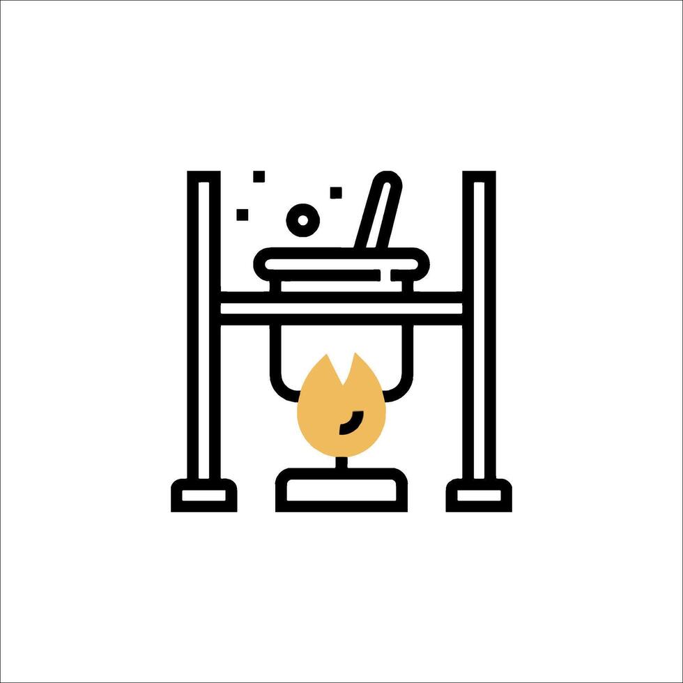 A black and white icon of a stove with a pot on it vector