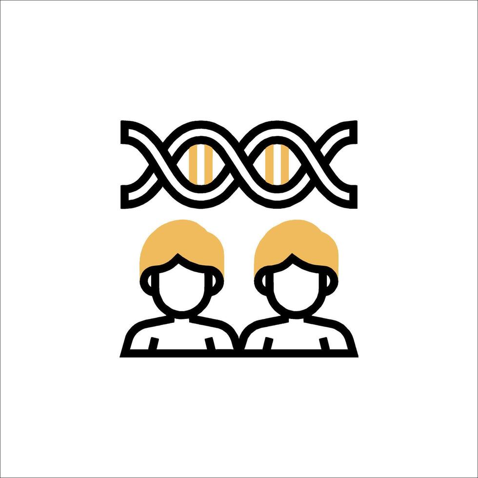 Two people are standing in front of a dna symbol vector