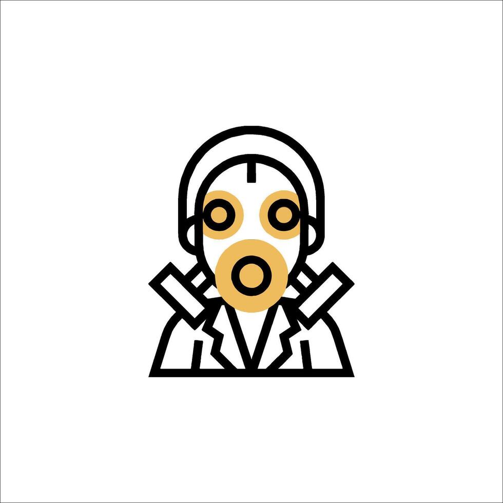 A man wearing a gas mask on his face vector