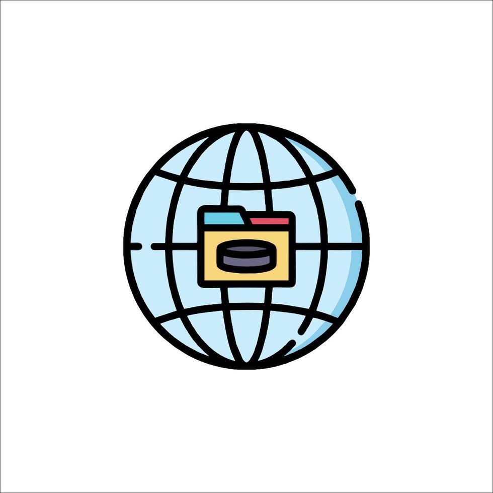 A globe with a folder inside it vector