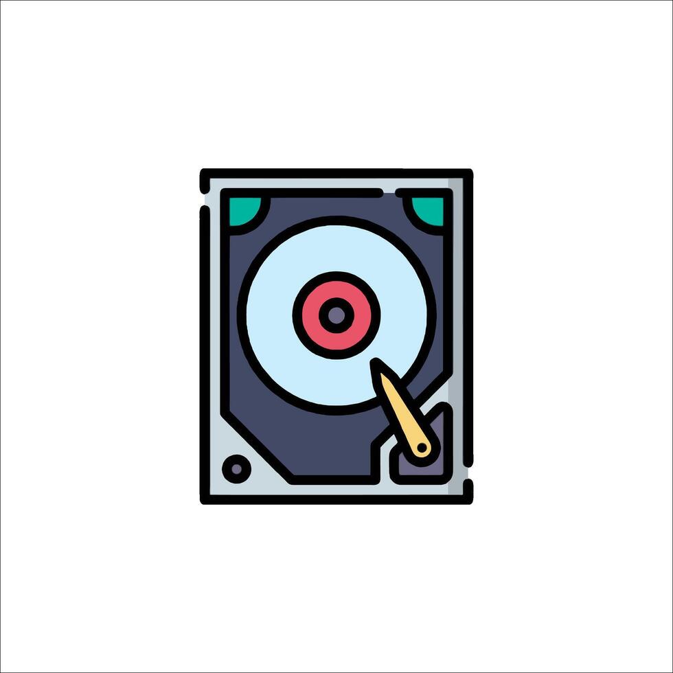 A computer with a disk icon on it vector